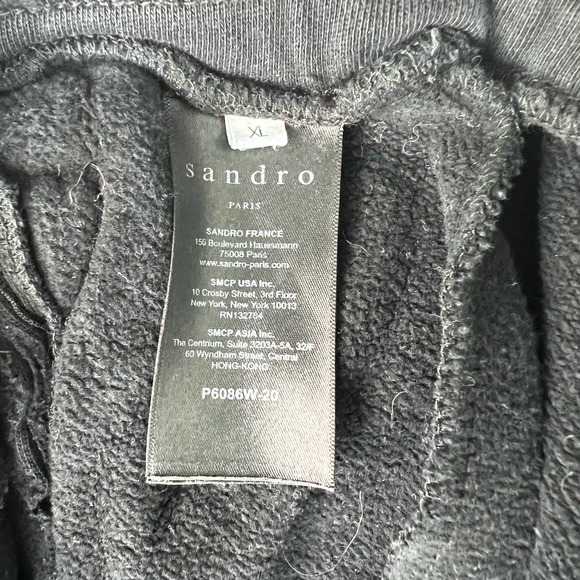 Sandro Ankle Zip Pull On Pants Black Cotton Jogger Pockets Sweatpant Size XL - Picture 10 of 15